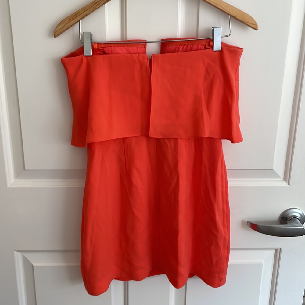 BCBG Max Azria Kate strapless mini dress, orange / coral / red, size 02 - Picture 11 of 16
